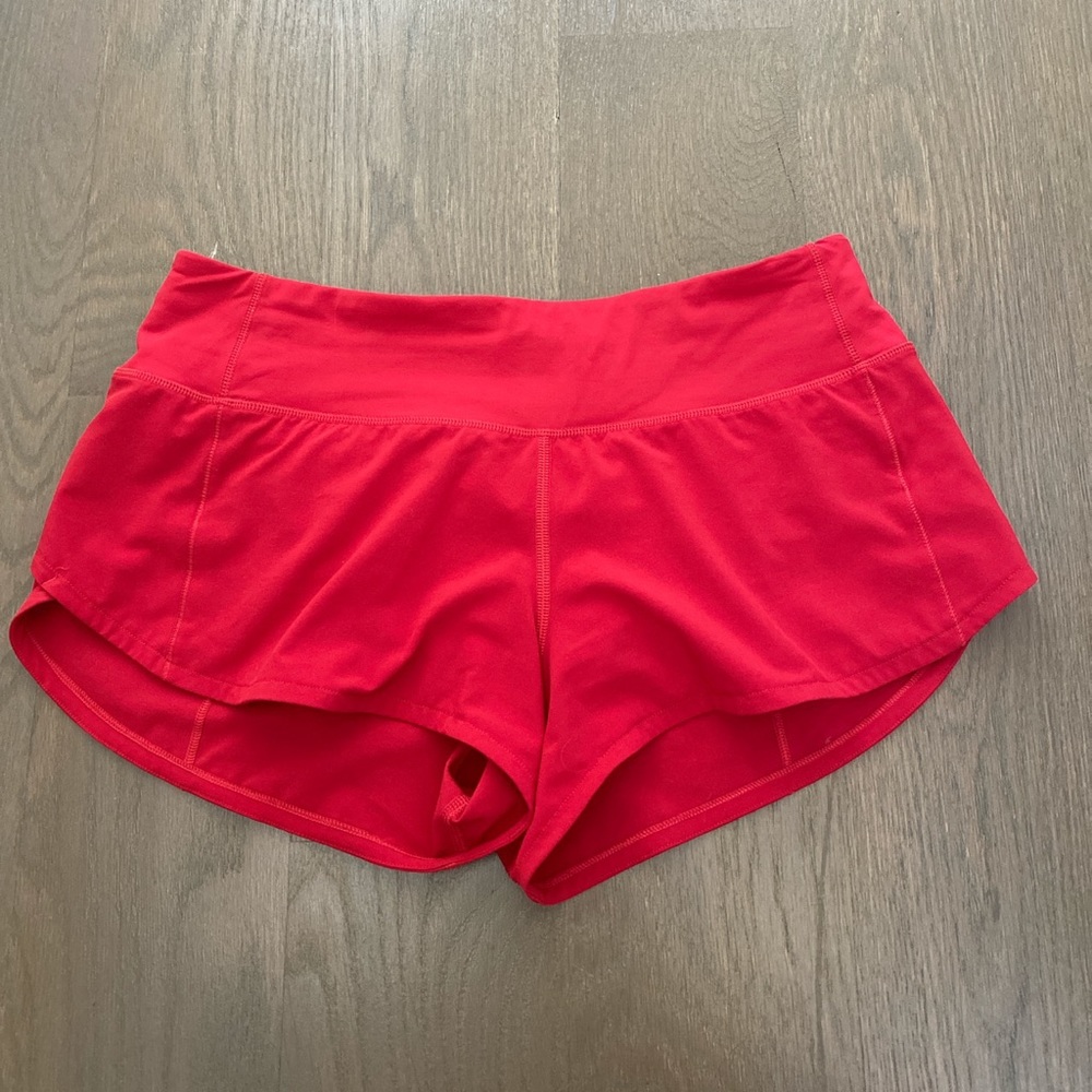 lululemon red speed up short 2.5